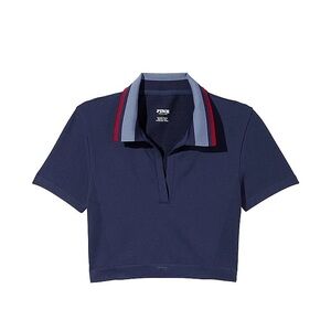 PINK Soft Seamless Polo Cropped Tee